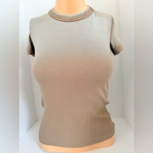 Cotton Citizen Beige Ribbed Short Sleeve Tee